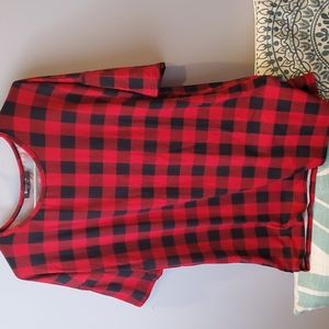 BOMBOM Autumn Red Plaid Tee NWOT szS